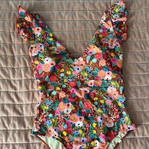 The Ruffle Back Flip - Garden Party in Rust swimsuit from Summersalt